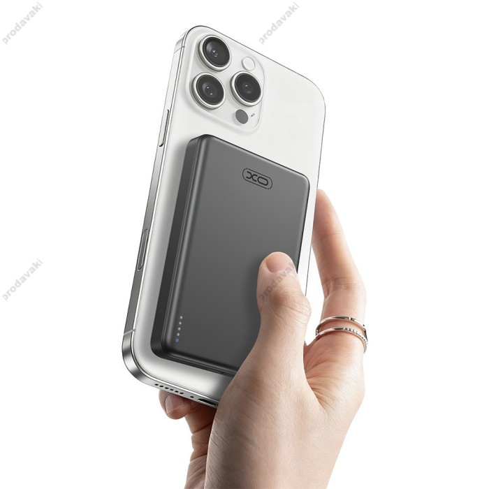 Повербанк портативний акумулятор Power bank XO PR296 Metal Magnetic Fast Charging магнітний 15W 10000 mAh Grey